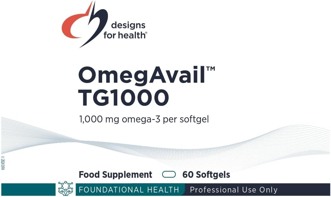 Designs for Health OmegAvail TG1000 - TG (Triglyceride) Fish Oil Supplement with EPA/DHA - Highly Concentrated 1000mg Omega-3 Per Softgel - Natural