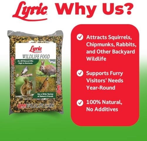 Lyric Wildlife Critter Food for Deer, Squirrels, Turkeys & Rabbits, Wild Bird Seed for Outside Feeders, 10 lb Bag | Food for Deer, Squirrels