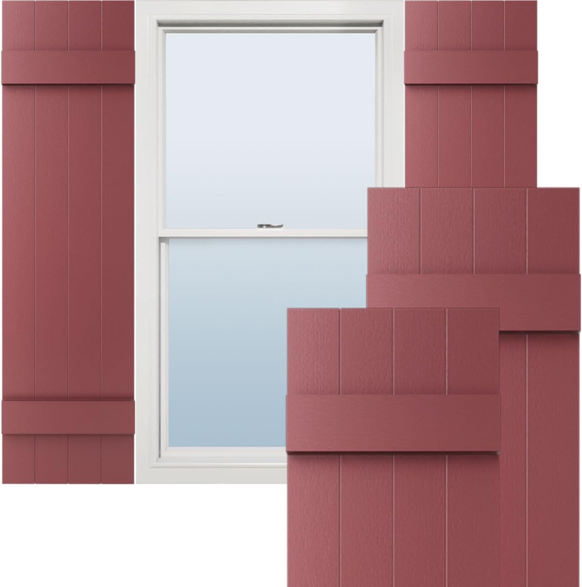 14"W x 59"H Lifetime Vinyl, Standard Four Board Joined, Board-n-Batten Shutters, w/Installation Shutter-Lok's & Matching Screws (Per Pair), Forest Green
