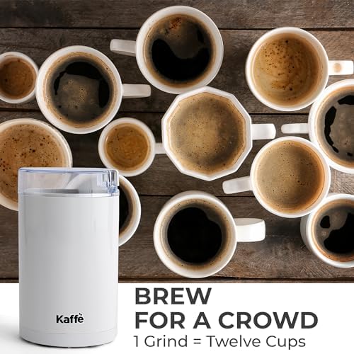 Kaffe One-Touch Coffee Grinder Electric w/Cleaning Brush (3 oz) - Coffee Grinders for Home Use - Up to 12 Cups of Coffee per Grind - Easy On/Off Coffee Bean Grinder - Black