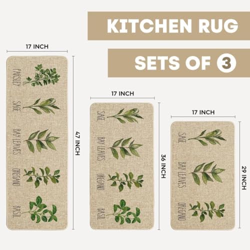 Artoid Mode Parsley Sage Oregano Basil Bay Leaves Decorative Kitchen Mats Set of 2