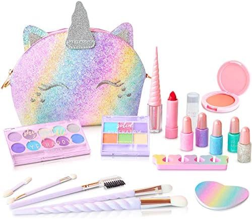 Kids Real Makeup Kit with Unicorn Purse Non Toxic Washable Make Up Set