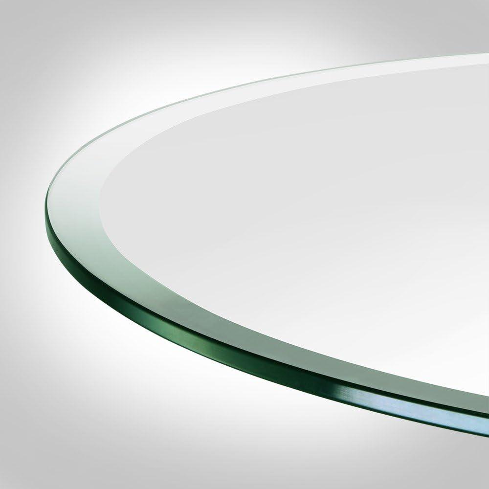 24 inch Round Glass Table Top - Tempered - 3/8" Thick Glass Surface, Safe Pencil Edge, Multipurpose for Dining Table, Patio, Coffee and End Table