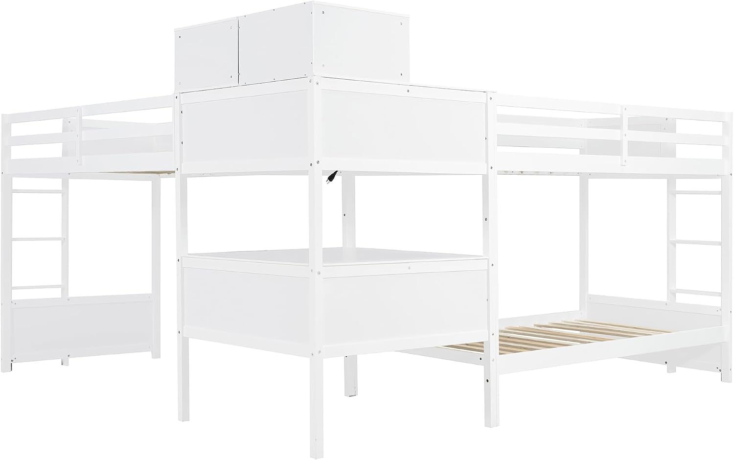 Harper & Bright Designs Twin L-Shaped Bunk Bed with Trundle, Can be Divided into Two L-Shaped Beds, No Spring Box Needed (Grey)