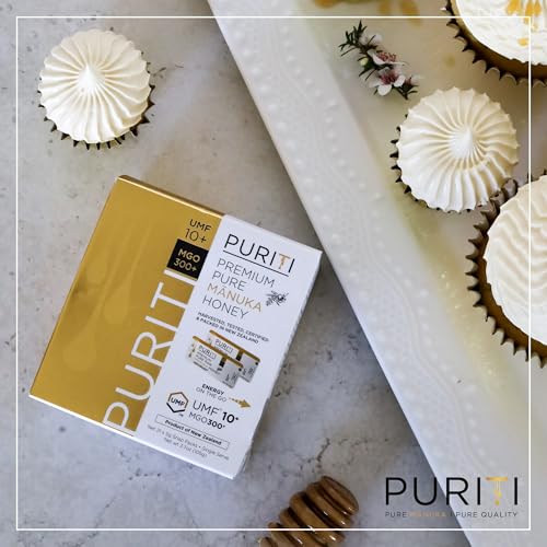 PURITI Genuine Raw Manuka Honey Snaps On The Go - UMF 10+ (MGO300+) 21 x 0.18oz Individual Snap Packets, Single Serve Honey Sticks for Tea