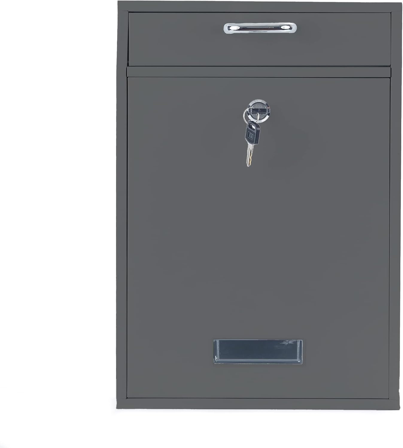 Wall Mounted Locking Vertical Dropbox Mailbox - Safe and Secure (Large) | Made with Galvanized Steel (Black)