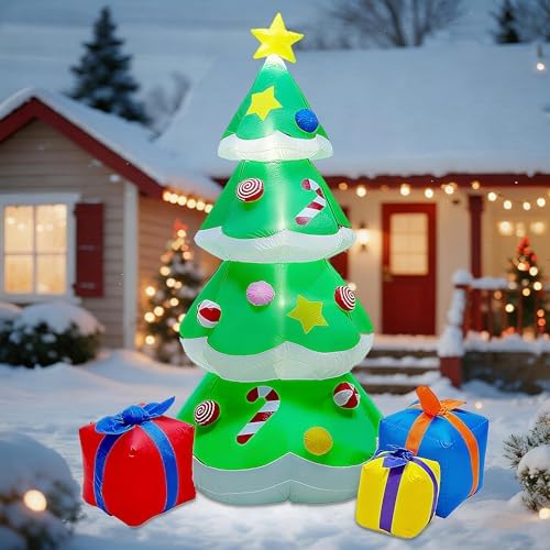 DR.DUDU 7 FT Christmas Tree Inflatable Outdoor Decorations with Led Lights