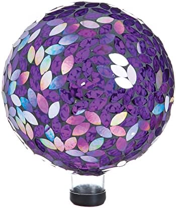 Evergreen Flower Petal Mosaic Gazing Ball | 11 x 11 inches | Lawn, Garden and Patio Décor