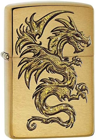 Zippo Dragon Design Brushed Brass Pocket Lighter
