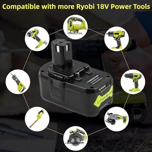 ARyee 18V Battery 6.0Ah 2-Pack, Replacement for Ryobi P107 P108 P109 Cordless Tools, Lithium-Ion Battery for Ryobi One+ 18V Power Tools
