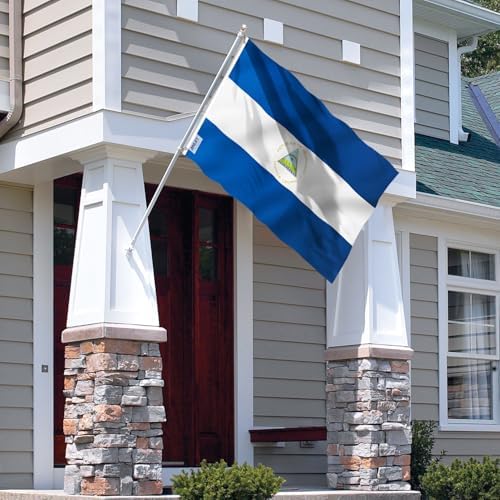 Fly in Breeze 3x5 Feet Nicaragua Flag - Vivid Color and Fade proof - Canvas Header and Double Stitched - Nicaraguan National Flags Polyester with