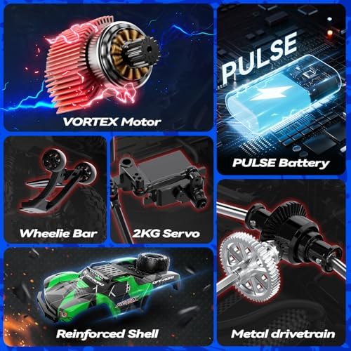 JM Racing 1:12 RC Car, 40KPH 4WD Off-Road Monster Truck for Adults and Kids | Rechargeable Battery, Waterproof RTR Design, LED Lights, Spare Tire