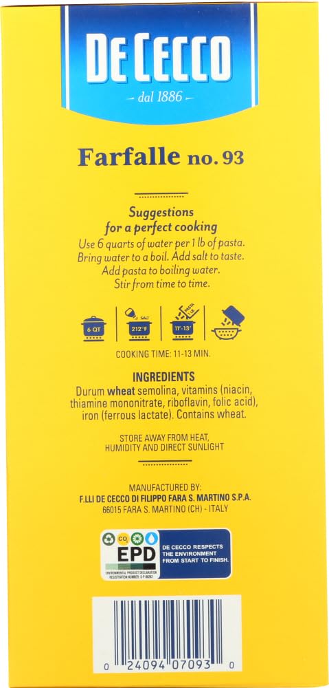 De Cecco Pasta Farfalle 16.0 OZ (Pack of 2)