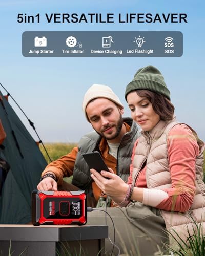 GOOLOO A3 12V 3000A Portable Jump Starter with Air Compressor | Supersafe Car Battery Booster Pack (9L Gas/6.5L Diesel) - BOOST for Dead Battery - 150 PSI Auto-Off Tire Inflator - LED Light