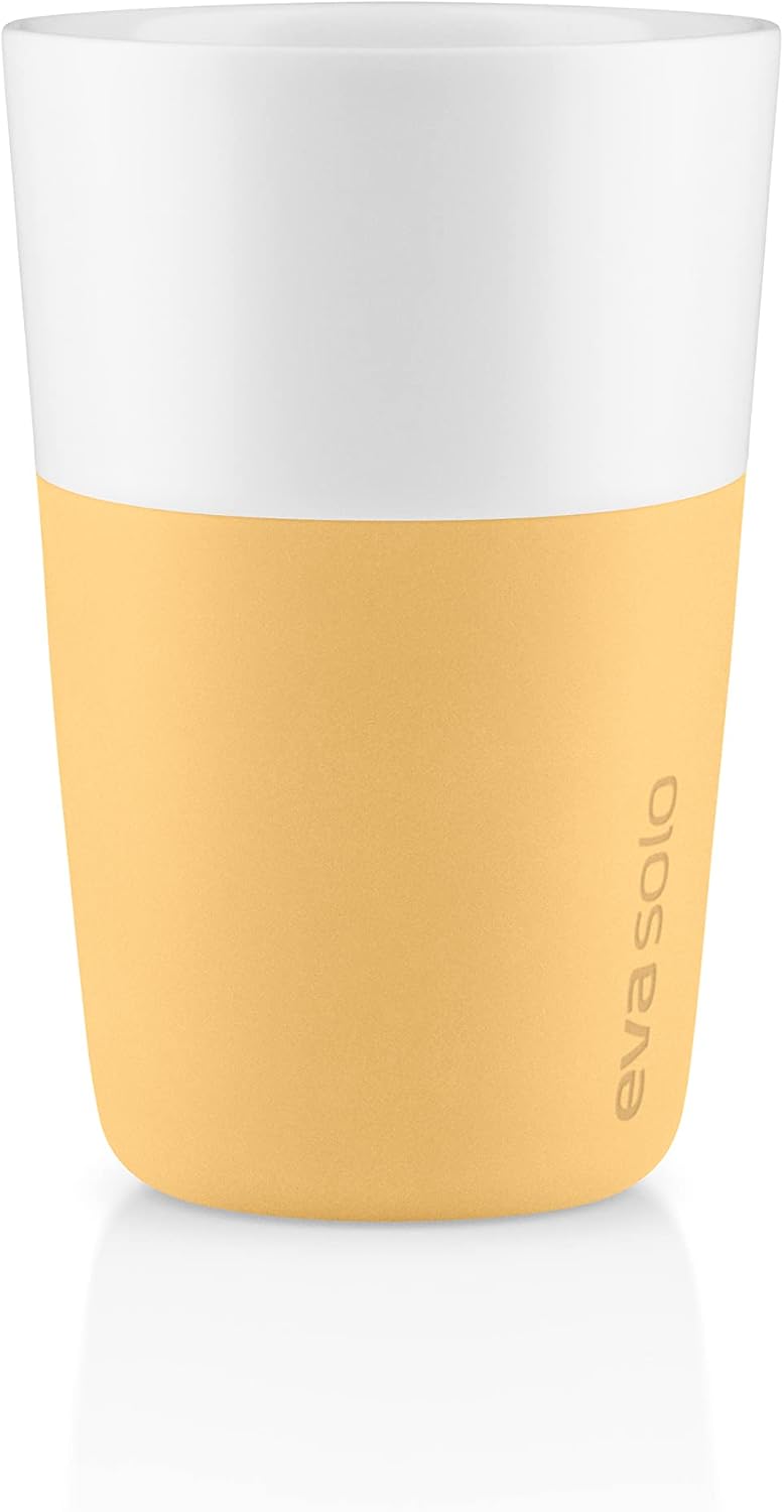 Eva Solo | 2 Lungo Tumbler Mugs | 8 oz Porcelain Coffee Cup Tumblers with Silicone-coated Grip | Danish Design, Functionality & Quality | Black