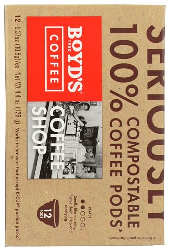 Boyd's Coffee Red Wagon Single Serve, 12 Count | BPI certified, Rainforest Alliance beans, smoky flavor, smooth finish, roasted in Portland, Oregon