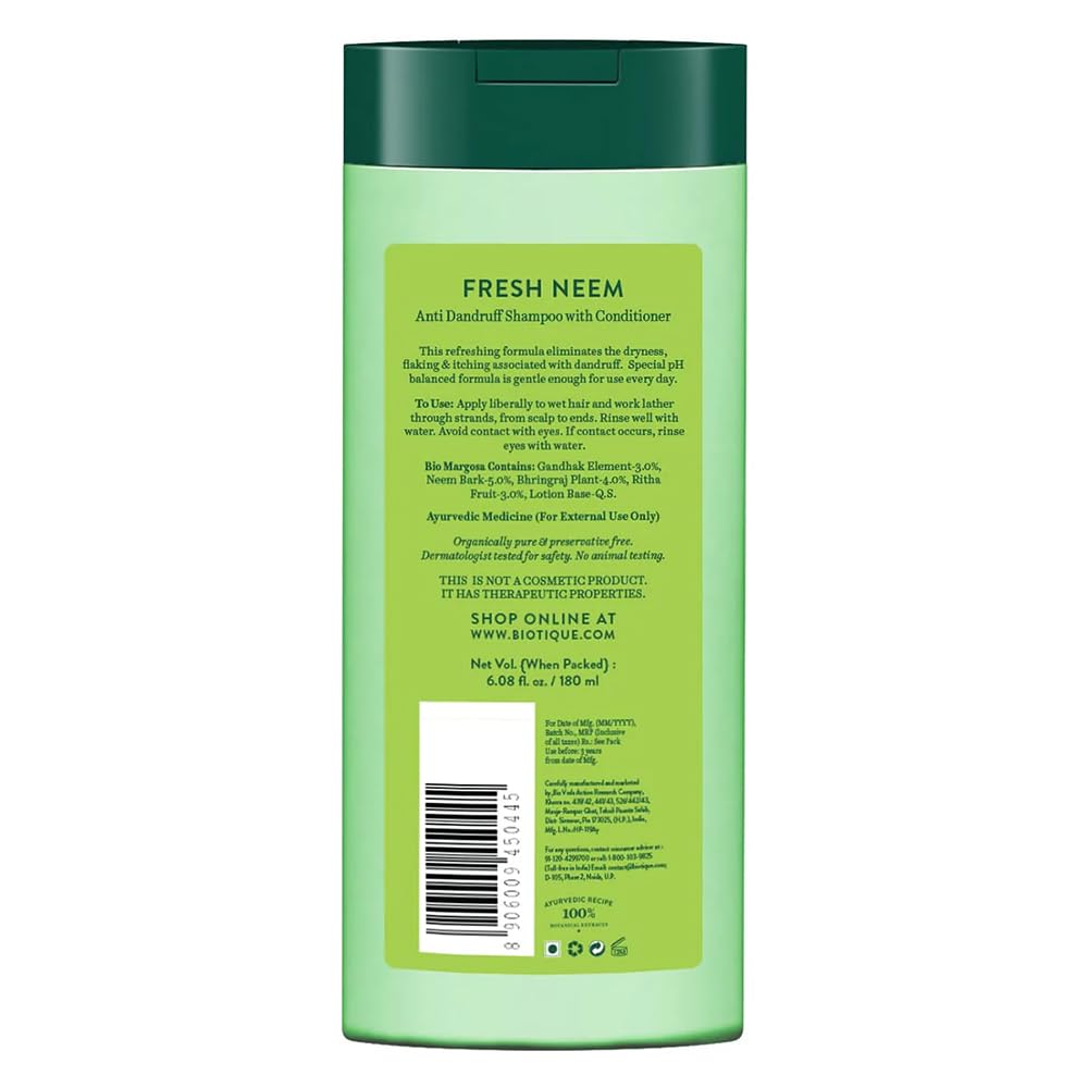 Biotique Bio Neem Margosa Anti Dandruff Shampoo and Conditioner, 180ml
