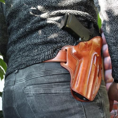 Premium The Ultimate Leather OWB Pancake Holster Fits, Desert Eagle All Calibers with 6” Barrel, Right Hand Draw, Brown Color
