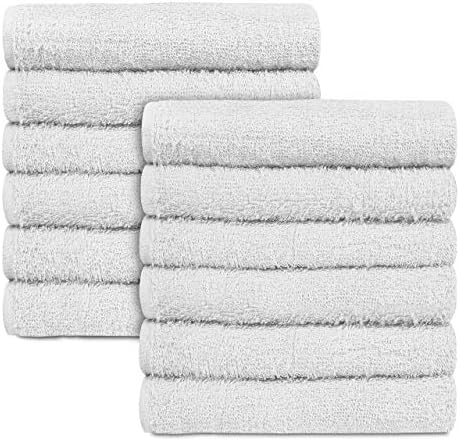 100% Cotton Economy Salon Towels Gym Towels Hand Towel, Maximum Softness, Absorbency & Durability, (15" L x 25" W 2.25Lbs/Doz., White, 24 Piece
