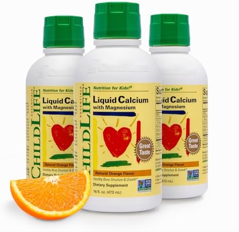 ChildLife Essentials Liquid Calcium Supplement for Kids, 16 fl Oz (2 Pack) | Baby & Toddler Calcium, Magnesium, Zinc, Vitamin D 3, Orange Flavor, Supplement, Liquid, Toddler Kids, Zinc Magnesium
