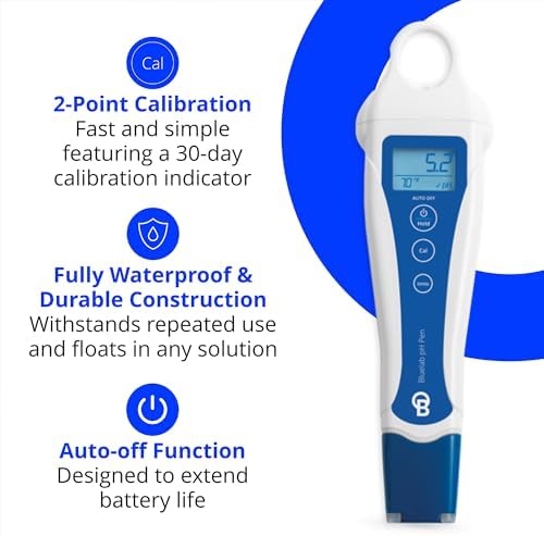Bluelab pH Pen - ± 0.1 pH Accurate - Durable Double Junction Probe | Waterproof and Floats - Auto Temperature Compensation - Made in NZ