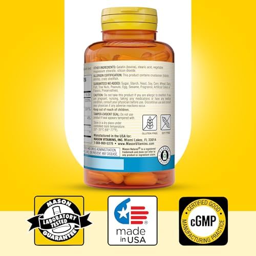 MASON NATURAL Glucosamine Chondroitin 1500/1200 & Vitamin C, 30 Day Supply | 1500mg glucosamine & 1200mg chondroitin with 198mg vitamin C & manganese to support joint cartilage, flexibility & mobility
