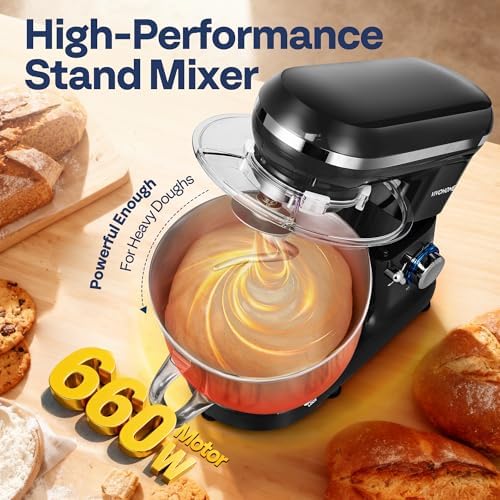 VIVOHOME Stand Mixer, 6-Quart Tilt-Head Kitchen Mixer with Bowl, Gray