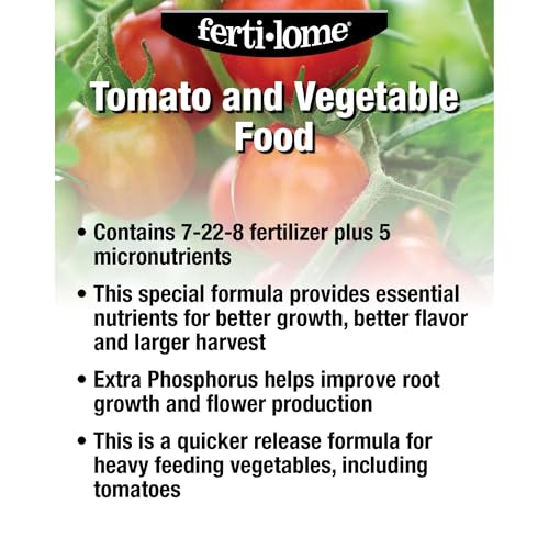 Fertilome (10855) Tomato & Vegetable Food 7-22-8, 4 lbs | 7-22-8 high-phosphorus granules - Bigger harvests, better flavor for tomatoes & vegetables - Veggie gardeners