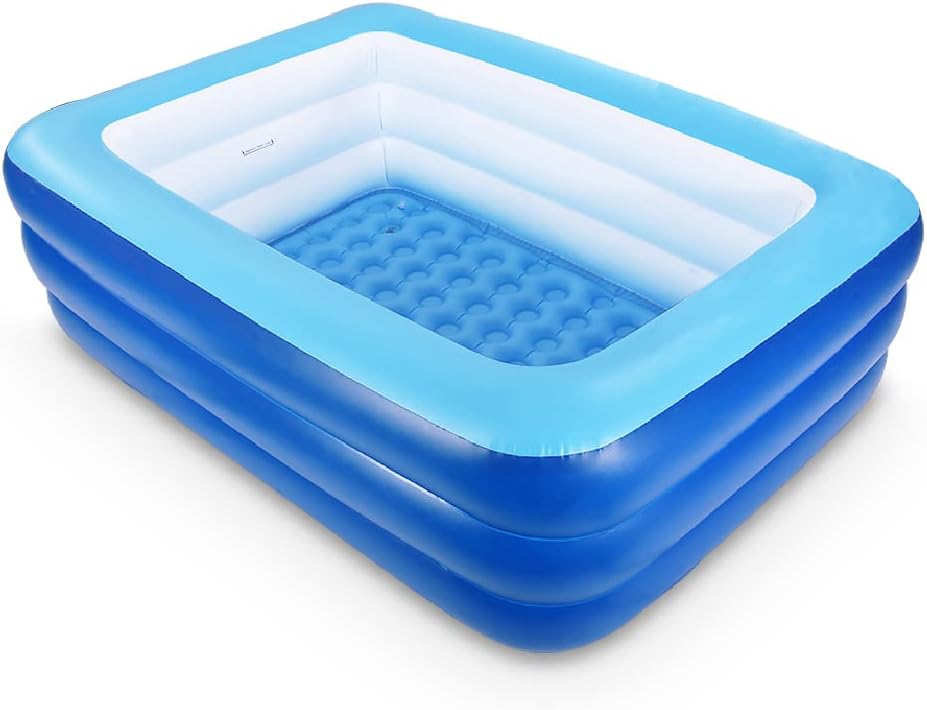 Inflatable Swimming Pool for Kids, 59" X 45" X 20" Kiddie Pools with Inflatable Soft Floor, Durable Blow Up Pools for Backyard