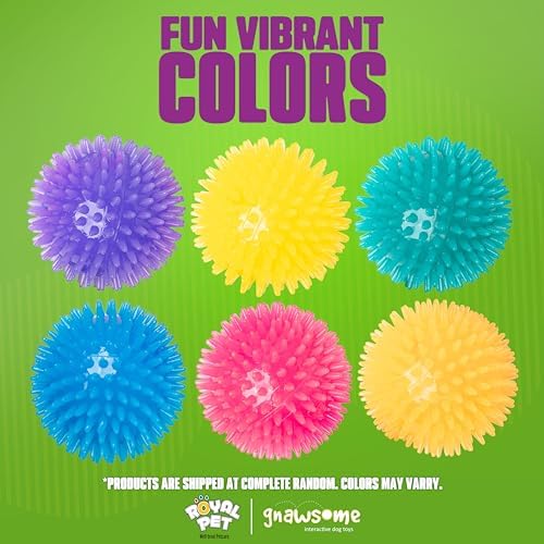 Gnawsome™ 3.5” Spiky Squeak & Light Ball Dog Toy - Medium, Cleans Teeth and Promotes Good Dental and Gum Health for Your Pet, Colors will vary