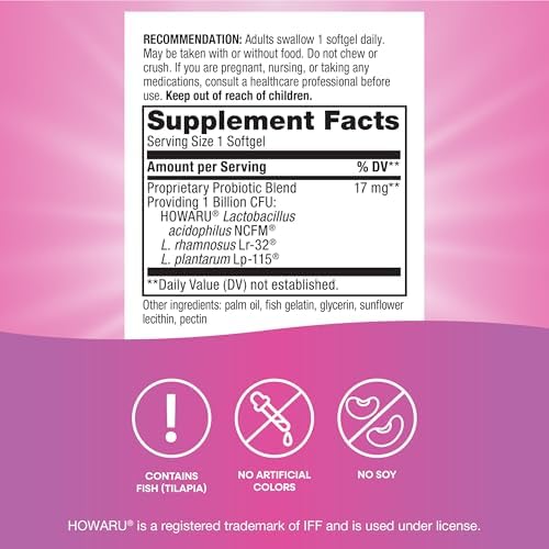 Nature's Way Women's Probiotic Pearls, Supports Vaginal Health*, 30 ct | Supports Vaginal & Digestive Health*, 1 Billion Live Cultures, Protects Against Occasional Bloating & Constipation*, Softgels