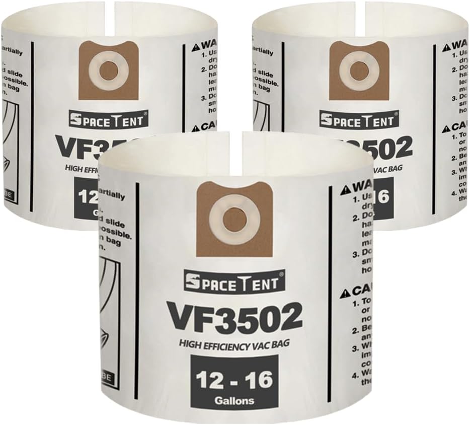 5 Pack VF3502 Replacement for Rigid Shop Vac Bags Size A, Part# 23743
