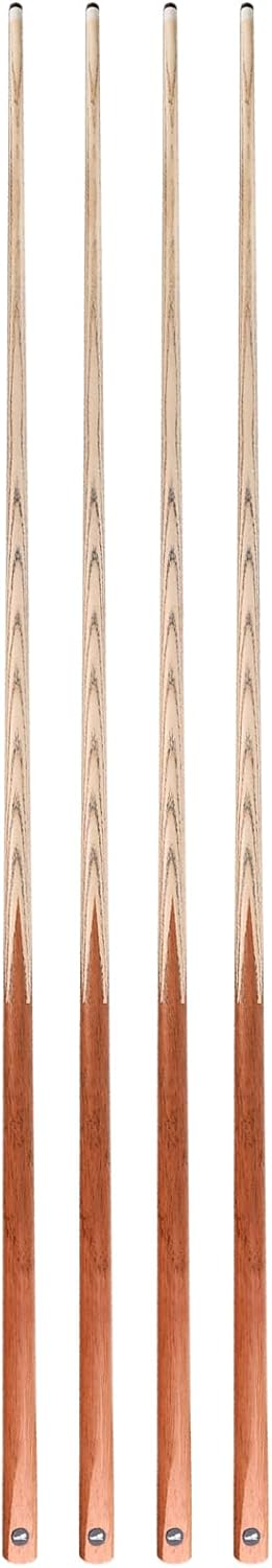 HMQQ 58 Inch One-Piece Pool Cue Sticks, 20 oz, 13mm Tip, 4/6/8 Pack | Black and natural wood-color cues with 13mm leather tips for home tables, bars