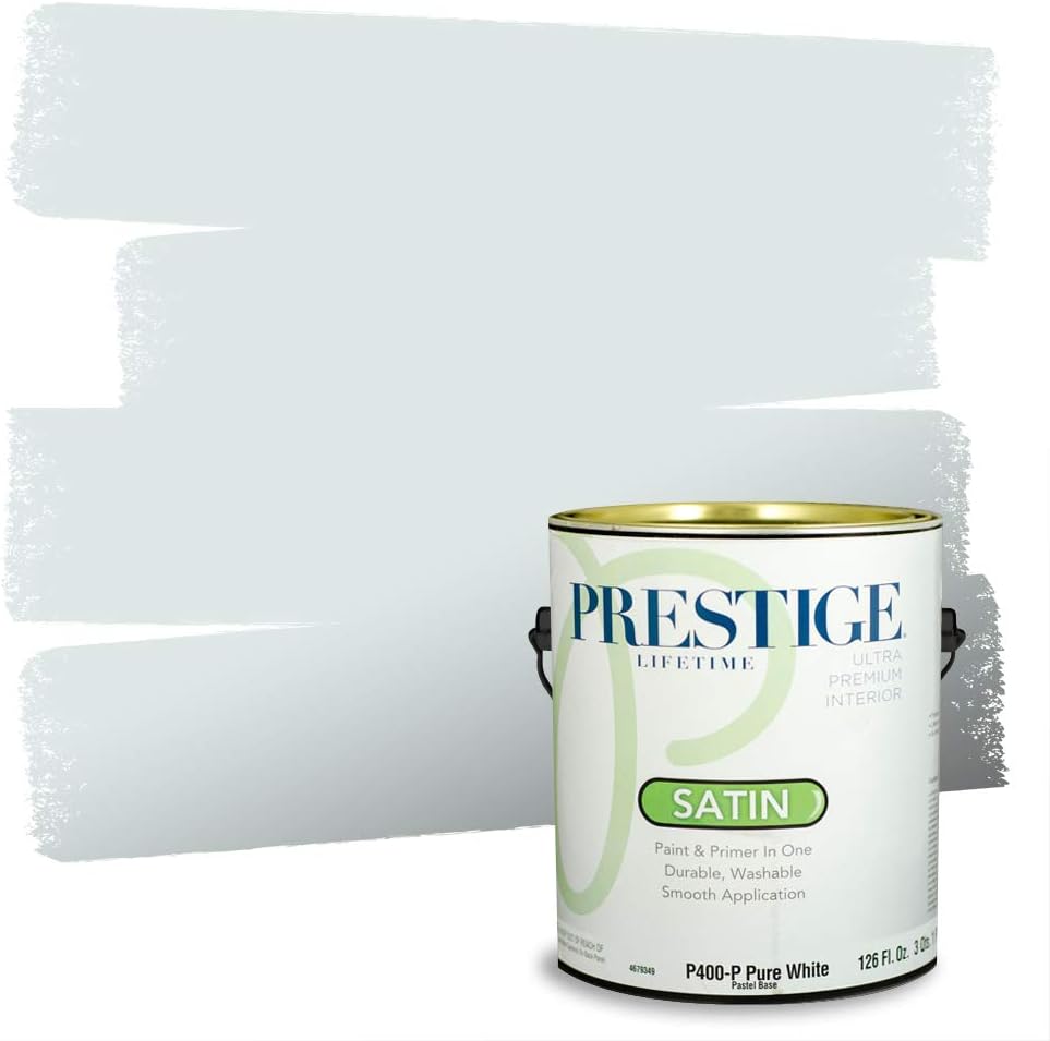 Prestige Paints E400-P-SW6506 Exterior Paint and Primer in One, 1-Gallon, Satin, Comparable Match of Sherwin Williams Vast, 1 Gallon, SW45-Vast Sky