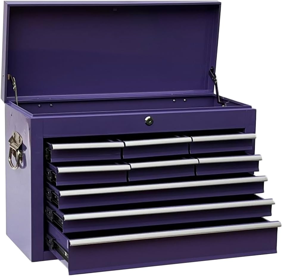 Workington Portable Metal Tool Chest with 9 Drawers, 24" 9-Drawer Tool Chest Cabinet with Ball Bearing Drawer Slides
