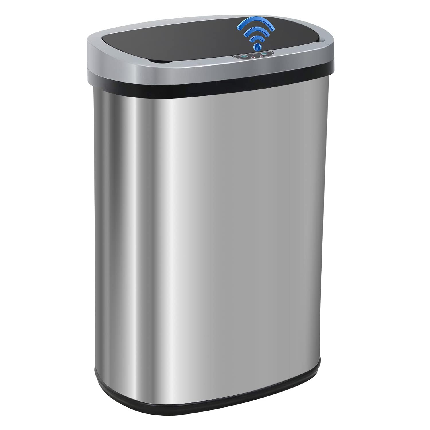 FDW | 13 Gallon Stainless Steel Trash Can with Lid | Silver