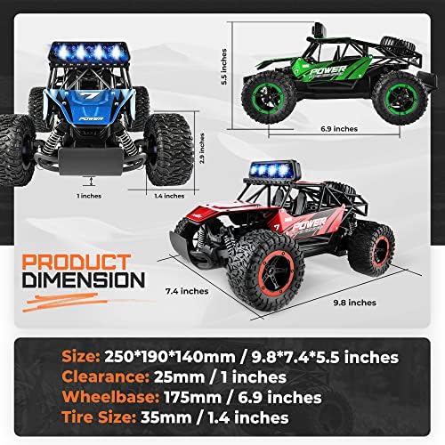 BEZGAR RC Cars for Boys - 1:14 Off Road RC Truck with LED Headlight | 2.4GHz steady wireless signal, shock-absorbing suspension, bright front lamp