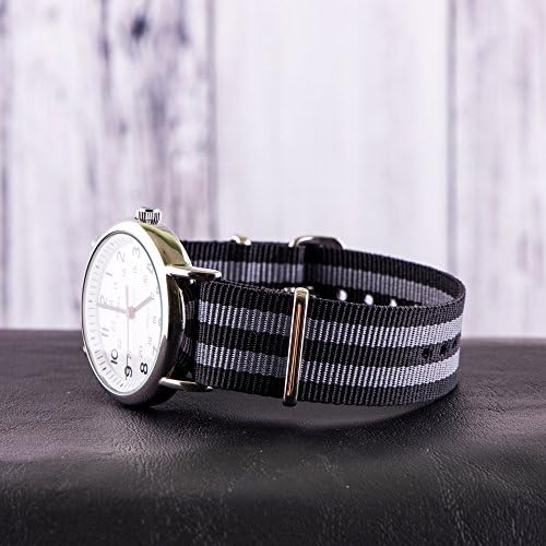 Clockwork Synergy® Classic Nylon Ballistic watch straps bands (24mm, Black/Grey)