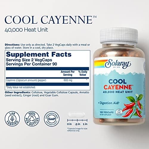 SOLARAY Cool Cayenne 40,000 Heat Units, 45 Servings, 90 VegCaps