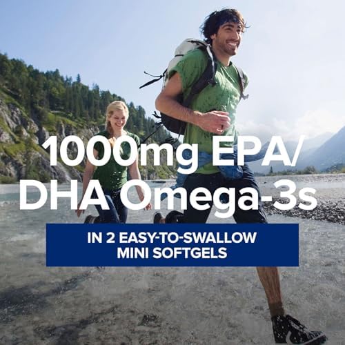 GNC Triple Strength Fish Oil Mini, 1000mg EPA & DHA, 120 Mini Softgels | Provides 1000mg EPA and DHA per Serving to Support Heart, Brain, Skin, Eye, Joint Health, and a Balanced Mood
