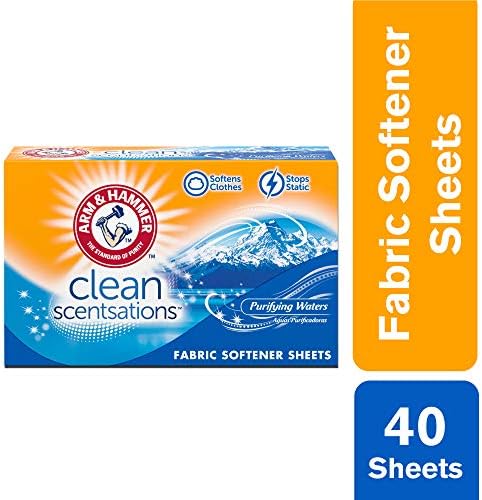 ARM & HAMMER Fabric Softener Sheets, 40 sheets, Purifying Waters