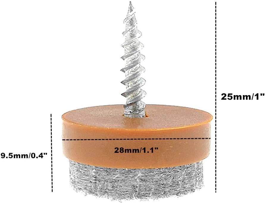 40pcs Screw-on Furniture Felt Pad Chair Glide Slider Hardwood Floor Protector for Wooden Leg Feet of Chair Table Furniture(Φ20mm or 0.8";Brown)