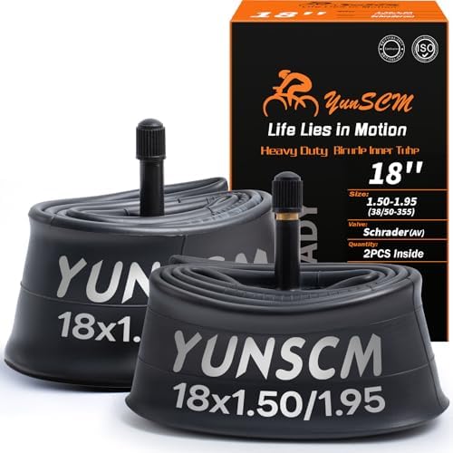 YUNSCM 2-PCS 18'' Bike Tubes 18x1.50/1.95-1.75/2.25 Heavy Duty 18" Bicyle Tubes Schrader Valve for 18x1.50/1.75/1.95/2.125/2.20/2.25 Bike Bicycle