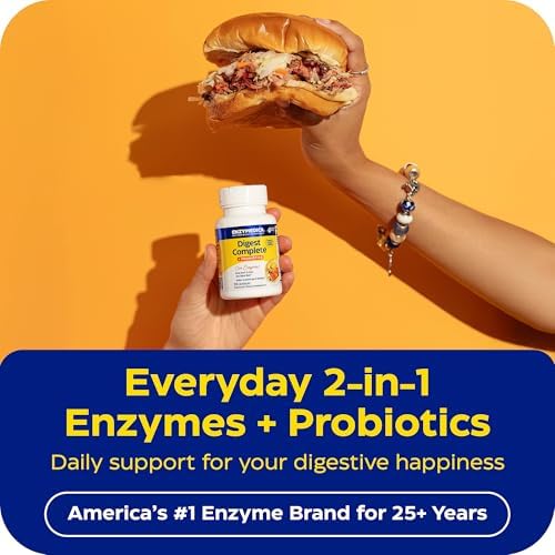 Enzymedica Digest Complete + Probiotics - Digestive Enzyme Supplement for Women & Men, Enzyme and Probiotic Capsules for Digestion, Gut Health Support, Helps Gas & Bloating, Vegetarian - 90 Caps