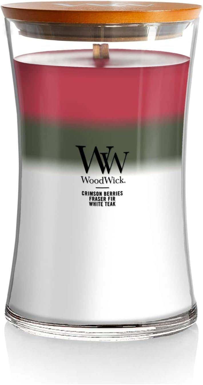 WoodWick Café Sweets Trilogy Holiday Candle Gifts for Women and Men, 9.7 oz Medium Hourglass Trilogy Candle with Crackling Wick