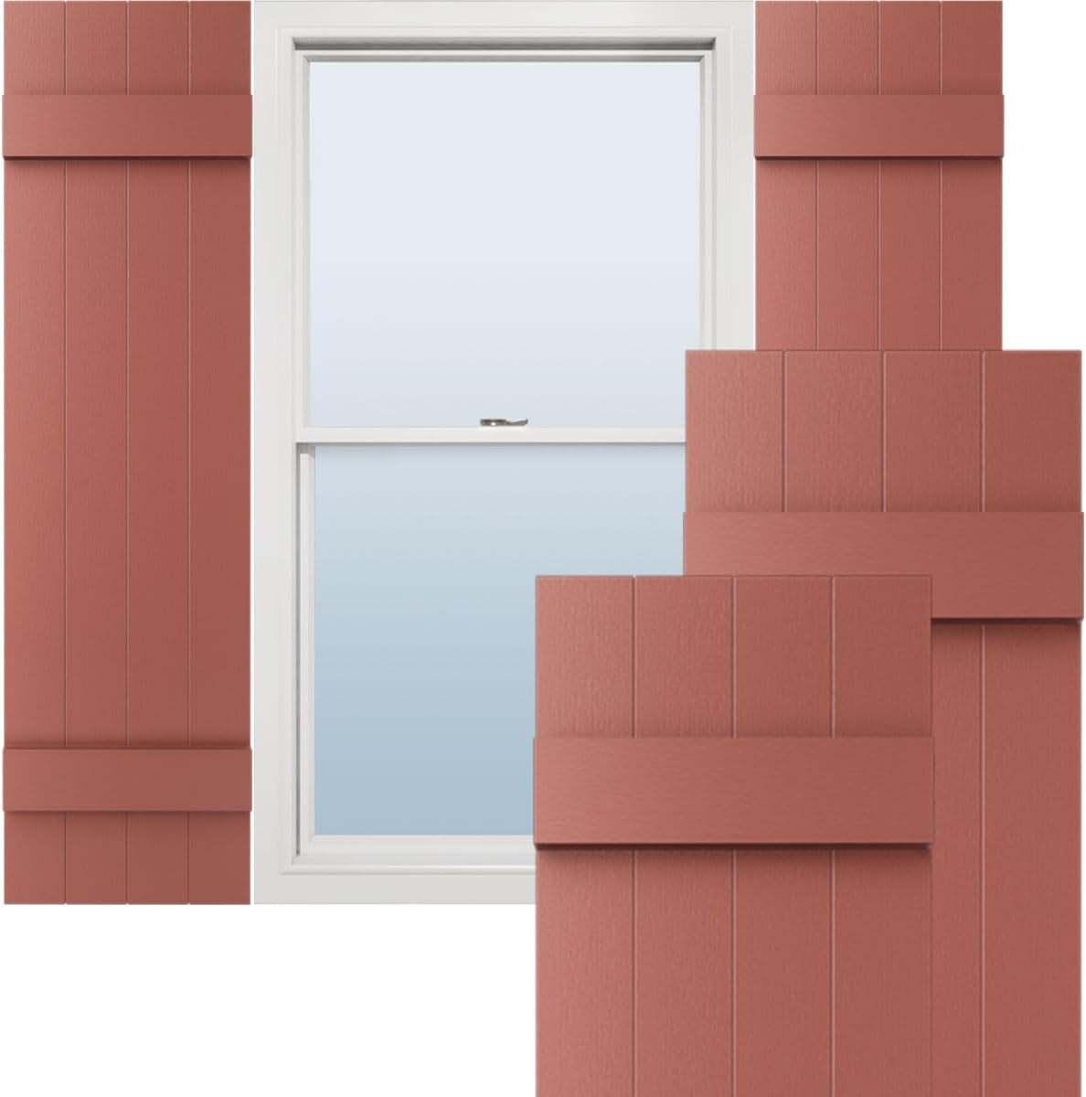 14"W x 59"H Lifetime Vinyl, Standard Four Board Joined, Board-n-Batten Shutters, w/Installation Shutter-Lok's & Matching Screws (Per Pair), Forest Green