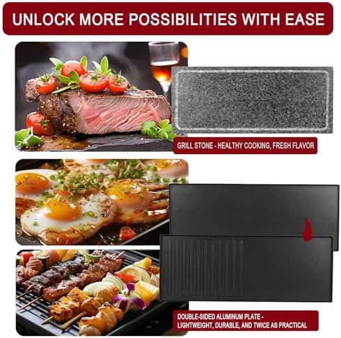 Artestia 1500W Large Size Raclette Cheese Grill | Adjustable Temperature Korean BBQ Grill, Cheese Raclette with Grill Stone for Parties Family