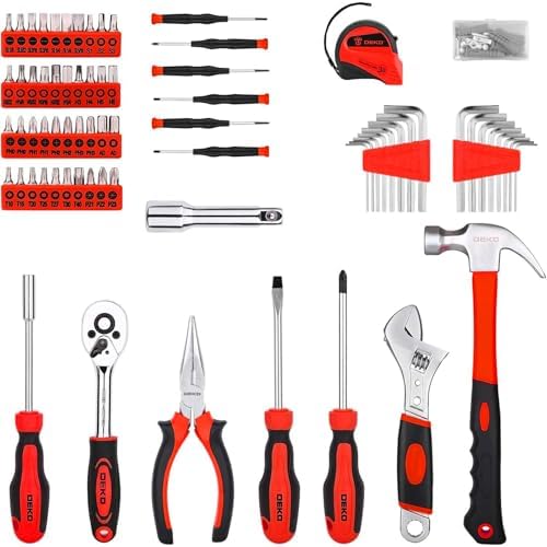 DEKOPRO 158 Piece Tool Set-General Household Hand Tool Kit,Auto Repair Tool Set, with Plastic Toolbox Storage Case