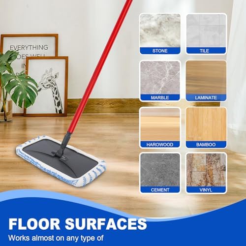 2-Pack Reusable Microfiber mop Pads, Compatible with Oceda 15x8 inch Flat mop, Wet and Dry use, deep Cleaning (mop Handle not Included).