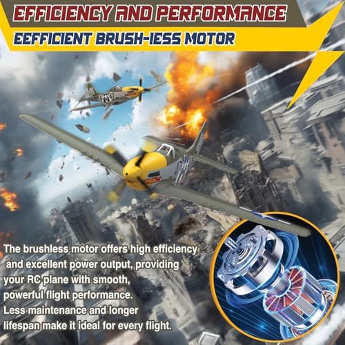 LEAMBE 4 Channel RC Plane, Ready to Fly Aerobatic Aircraft, Easy Control for Beginners, P51 Mustang RC Airplane Best Gift for Adults
